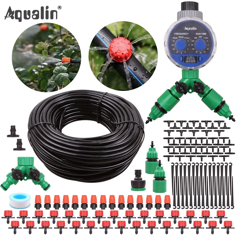 KITS Aqualin 10m/25m/30m حديقة 4/7mm خرطوم مخططة الرش مجموعات السقي المنزل الفناء الفتحات الرش نظام الري #2630112