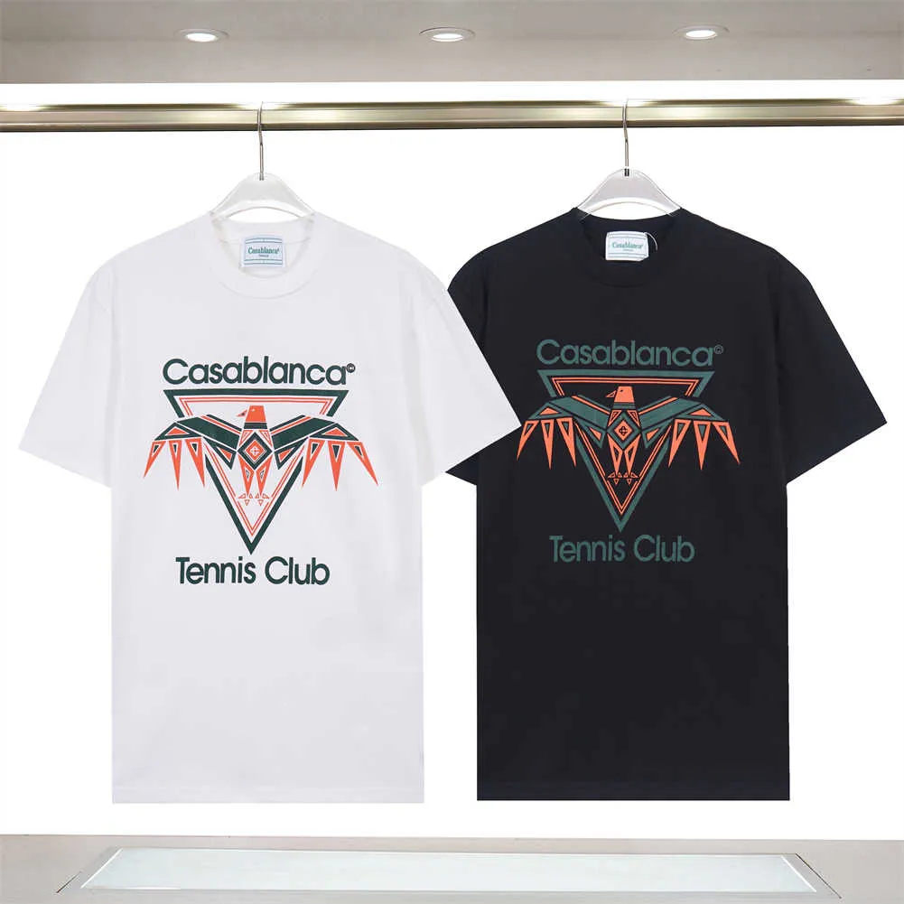 カサブランTシャツ夏のファッションメンズレディースデザイナーTシャツ長袖トップスルックスレターコットンTシャツ服ポロス半袖高品質服