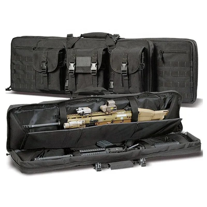 Väskor 36 "42" 46 tum Molle bär attack Militär utomhus Taktisk Airsoft Dual Soft Rifle Case Double Gun Bag för utomhusjakt