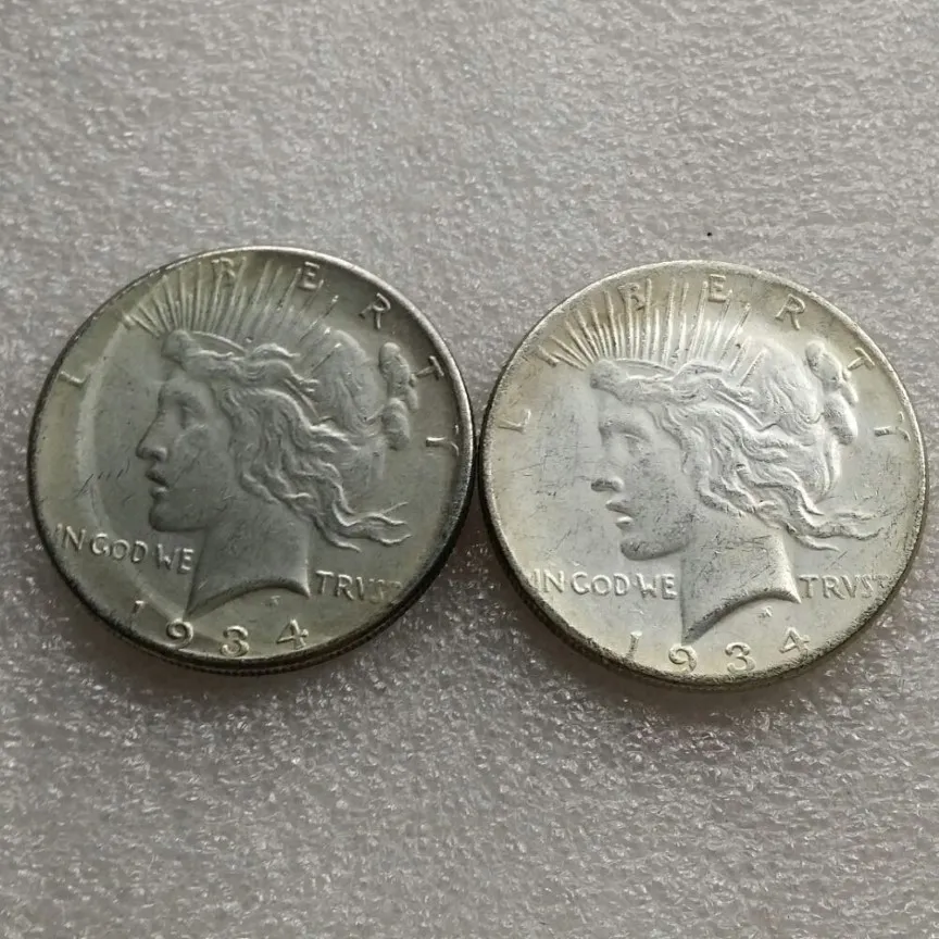 Moeda de cópia de duas faces do dólar da paz de 1934 dos EUA - 223t