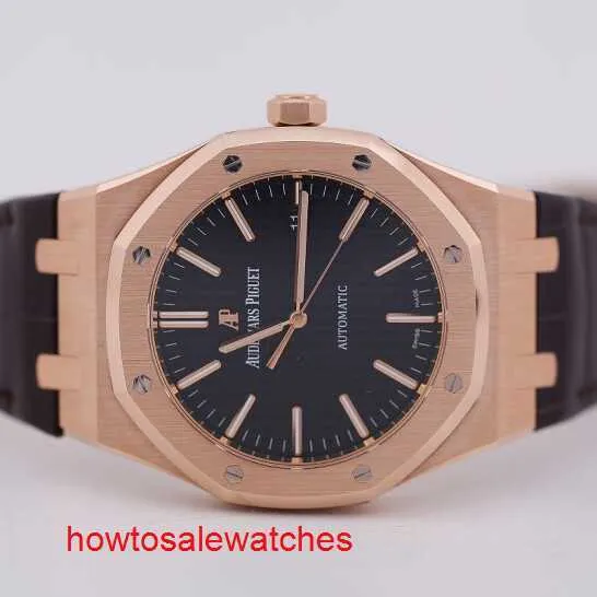 Antike AP-Armbanduhr Royal Oak 15400OR Herrenuhr, Roségold, schwarzes Zifferblatt, automatische mechanische Schweizer berühmte Uhr, Business-Kleideruhren, luxuriöser Sportdurchmesser