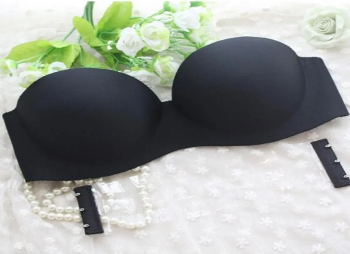 Sexy auto adesivo magia push up sutiã sem alças invisível sutiãs fechamento lateral sutiãs copo b 2 cores carne preta 7945786