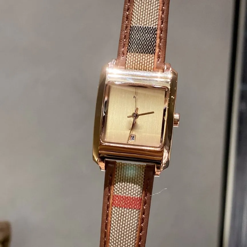 Montre de créateur de mode pour femmes, mouvement à Quartz, bracelet en cuir de vache à carreaux, acier raffiné 316L, montres282o