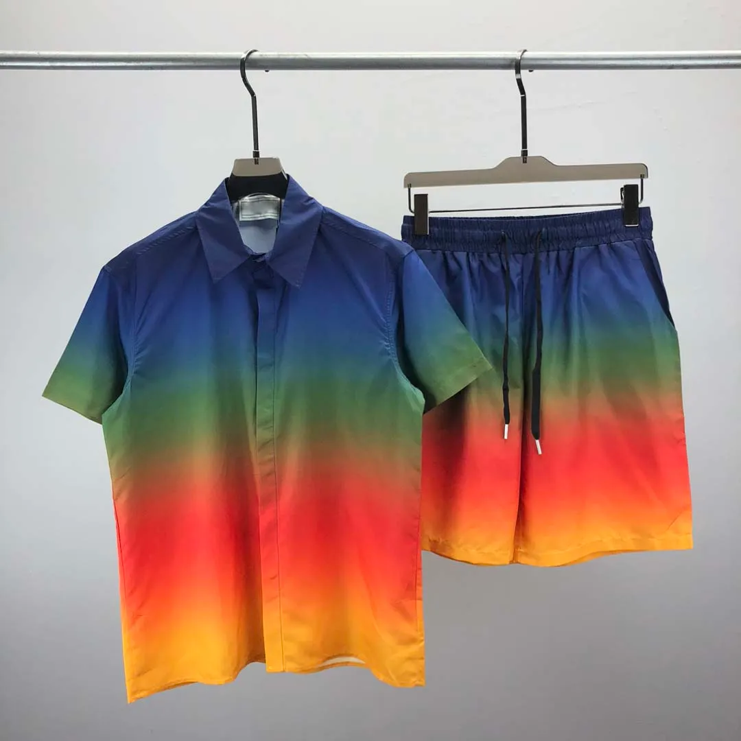 2024Summer Fashion Men and Womens Shorts Tracksuit Sets Short Sleeve 100% Cotton Gray T Shirt Shorts Print Male Set Men's Brand Clothing WTE2#002