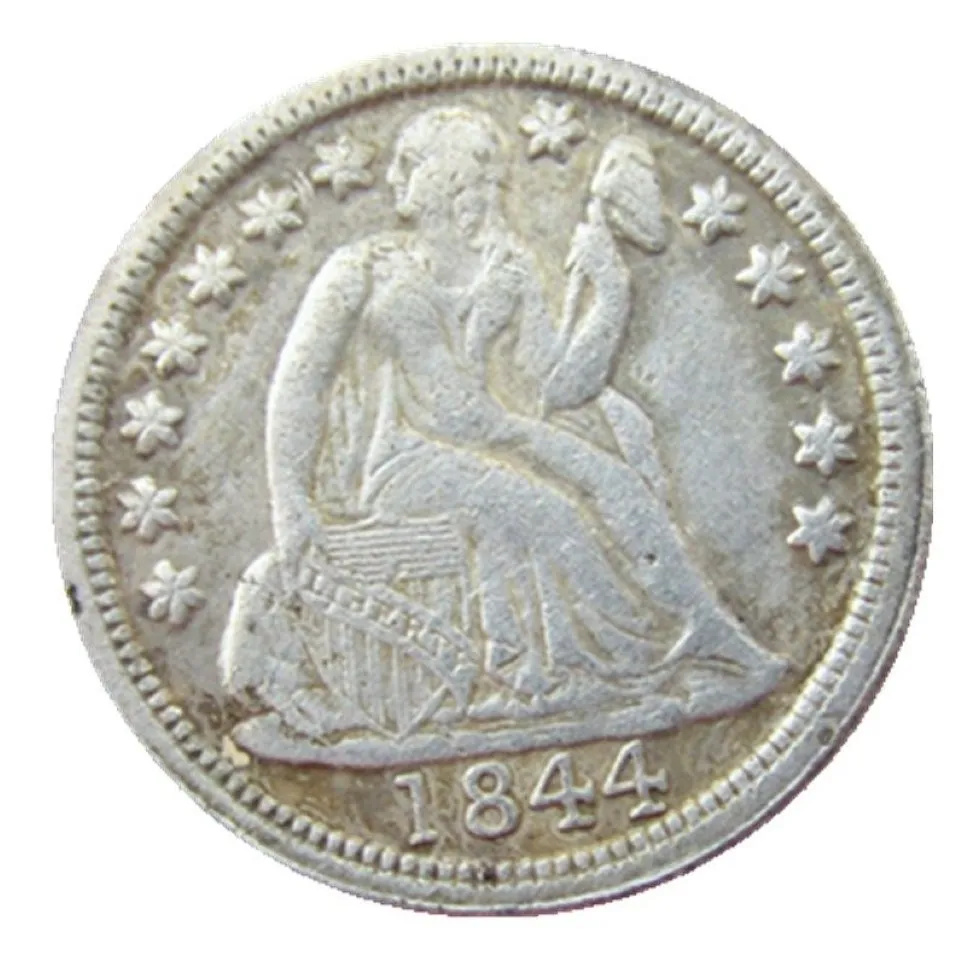 US 1844 P S Liberty Seated Dime Versilberte Kopie Münze Craft Promotion Factory schönes Wohnaccessoire Silbermünzen2916