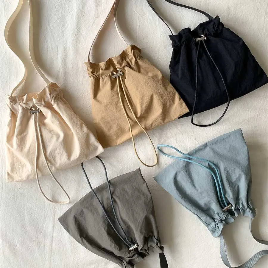 HBP Non-Brand Fashion small Nylon Cross body bag women Drawstring fold soft mini Shoulder for mobile phone bags crossbody