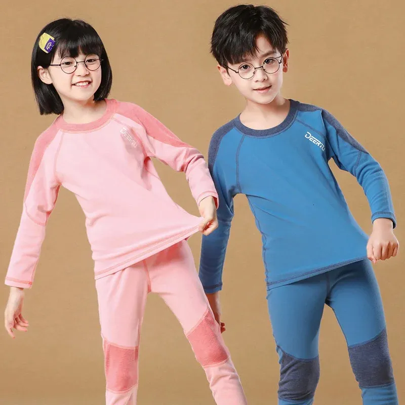 Crianças outono inverno conjuntos de roupas meninos meninas moda pijamas conjuntos roupa interior térmica terno crianças roupas do bebê quente pijamas 240308
