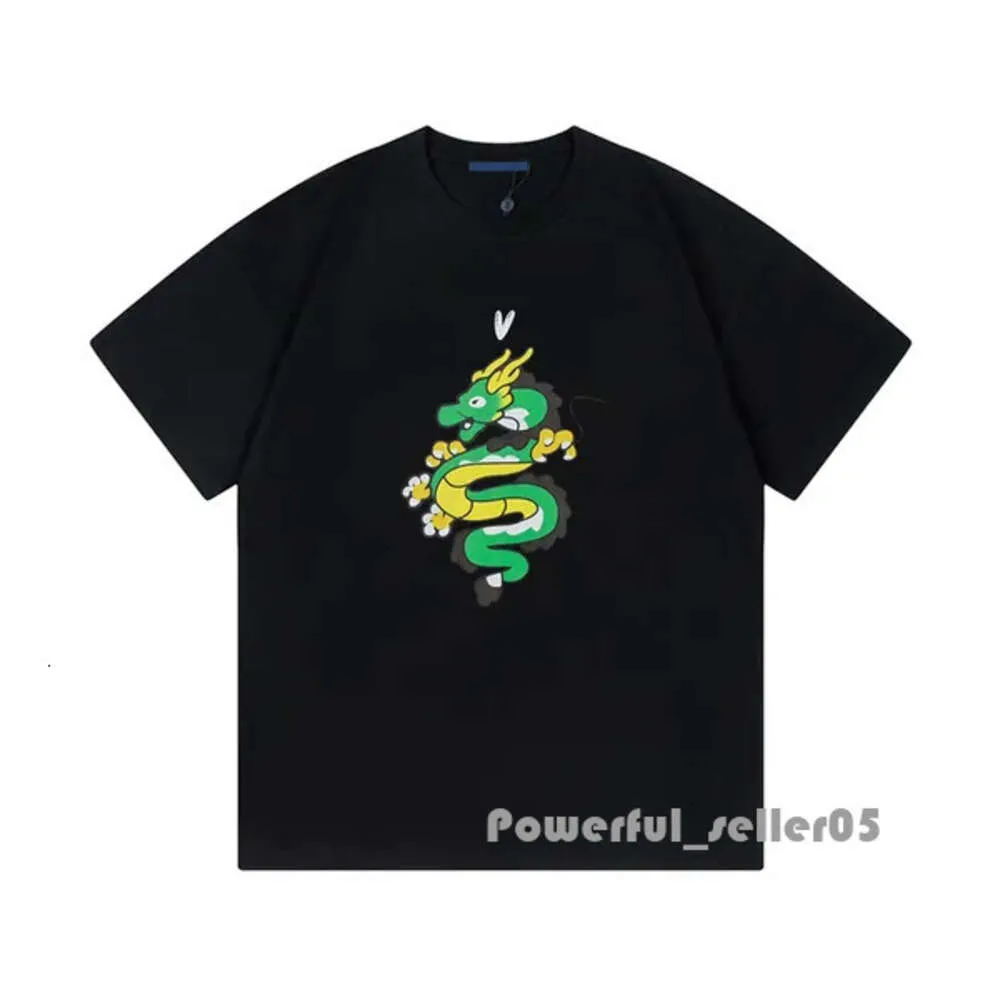 24ss Primavera Estate Europa Parigi Drago Stampa Skateboard Tee Uomo Donna T-shirt Lettera Stampata Moda Uomo T-shirt Cotone di alta qualità T-shirt casual Manica corta 2132