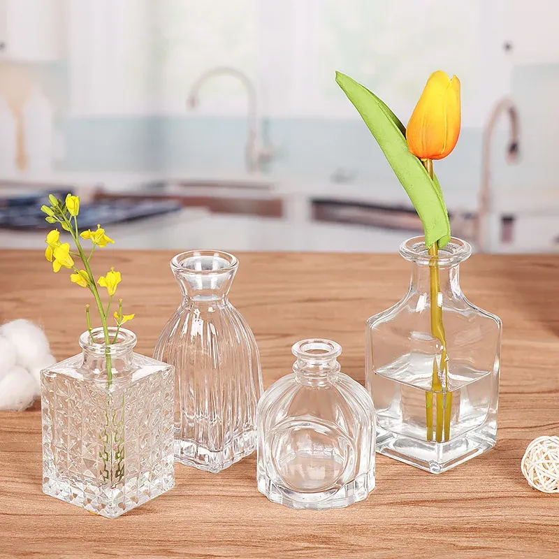 VASES植物のためのミニ透明なガラス花瓶のシンプルなガラスの花の花瓶