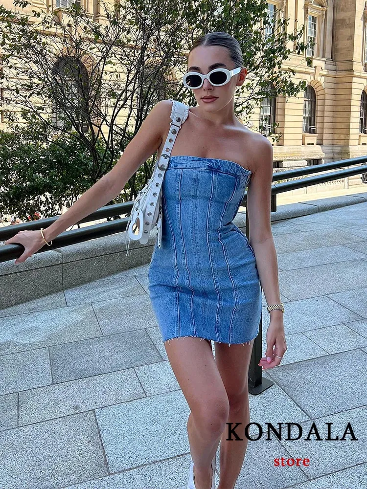 Y2K Denim Mini Dress Sexy Blue Jeans Tube Dress, Backless Bodycon Party  Dress, Street Style Fashion Vestido