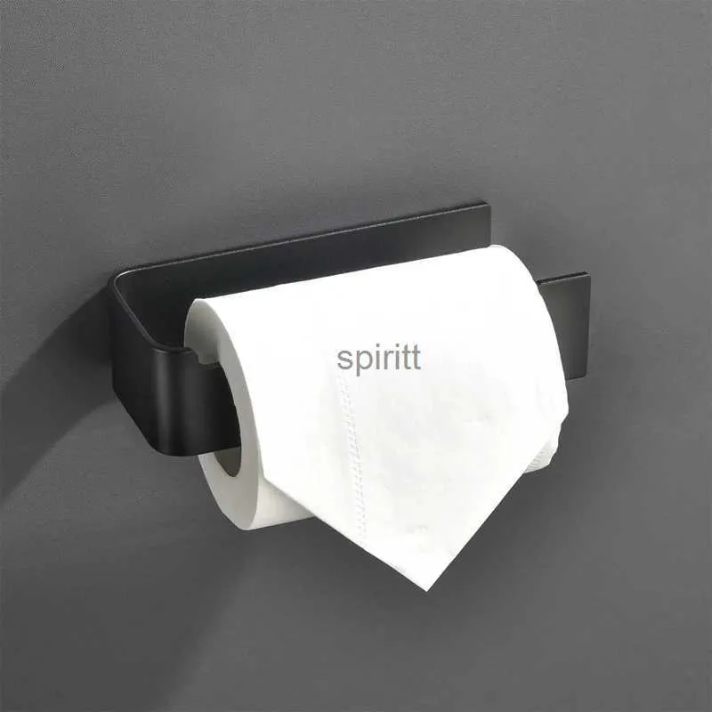 Toalettpappershållare Aluminiumpappersrullhållare svart toalettvävnadshängare gratis stanspappers rack badrumstillbehör WC Tissue Hanger Kitchen Paper 240313