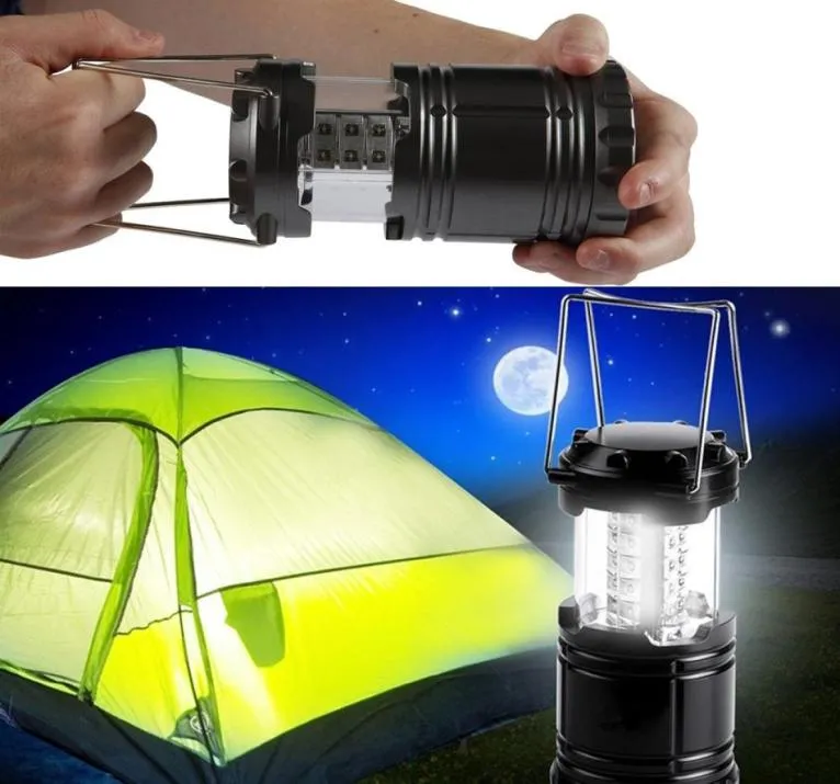 LED -campinglampa utomhus kollapsbar Lantern Emergency ficklampor Portable Black Collapsible för vandring camping Halloween Christm5045106