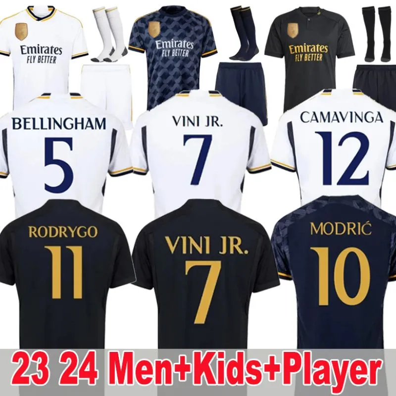 Real Madrid 23 24 BELLINGHAM VINI JR MODRIC MBAPPE camisetas de fútbol RODRYGO CAMAVINGA 2023 2024 camiseta de fútbol Arda GuLer visitante fans versión jugador tercer 3er hombres niños