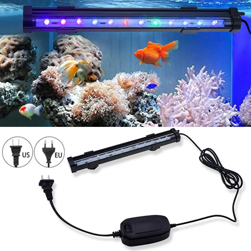 Lightings 1555.5CM 5050 RGB LED Aquarium Light Fish Tank Submersible Light Aquatic Air Bubble Oxygenation Lamp EU US Plug Fish Tank Light