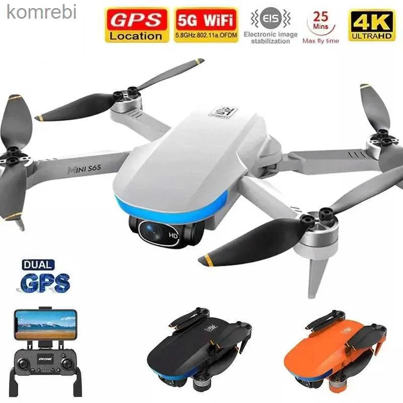 Drones 2023 nouveau S6S Mini GPS Drone 4K professionnel double HD EIS caméra flux de lumière 5G Wifi sans brosse pliant quadrirotor RC hélicoptère jouets 24313