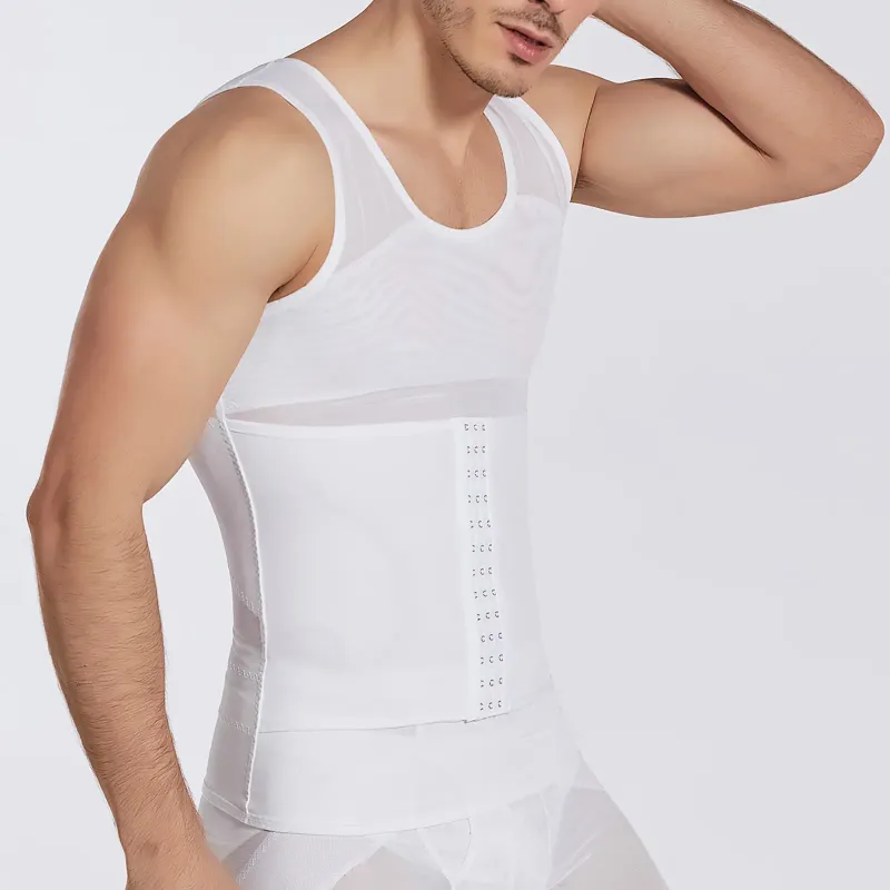 Body Shapers pour hommes, grand serré avec trois boutons pour façonner la ceinture de taille supérieure, ajustement de la ceinture de poitrine