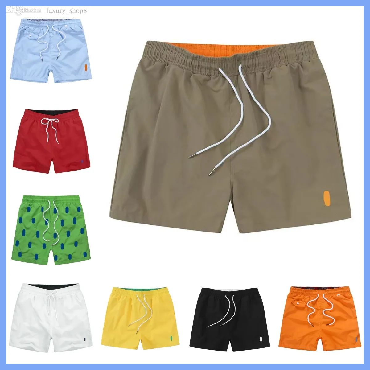 Homens camisetas Mens Shorts Designer Verão Swim Ralphs War Horse Bordado Respirável Praia Laurens Curto Polo Quick Dry Surf Malha Tecido Curto 006