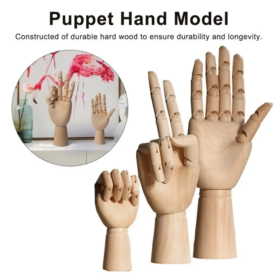 12 10 7 Inches Tall Wooden Hand Drawing Sketch Mannequin Model Wooden Mannequin Hand Movable Limbs Human Artist Model 201125320I