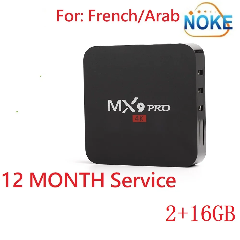 안드로이드 TV 박스 Abbonamento French12 Mesi Codice Android MX9 2+16GB Boitier TV