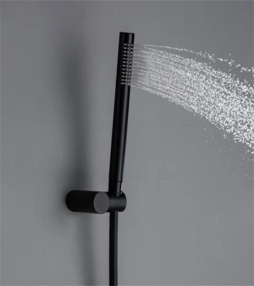 Bagnolux Mieć miedziana Czarna okrągła ręczna głowica prysznicowa PVC złącze węża Regulowane uchwyty ścienne Uchwyt do łazienek 2009253276049