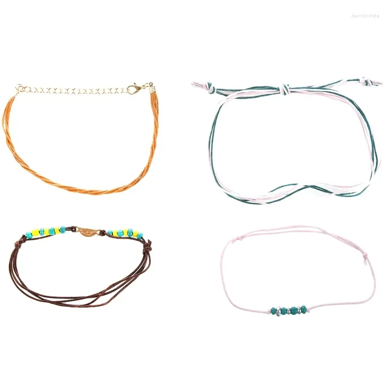 Tornozeleiras Bohemian Beads para mulheres tecer corda tornozelo charme pulseiras na perna praia jóias