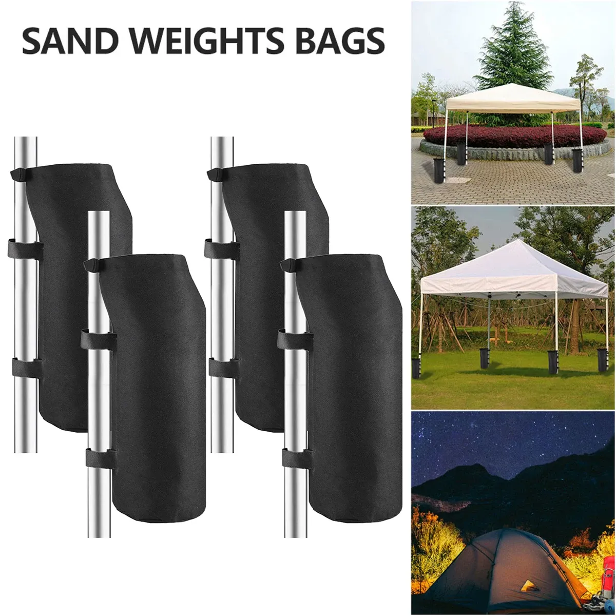 Gazebos 4Pcs 16" Weight Sand Bag 600D Oxford Fabric Canopy Weight Bags Canopy Weights Gazebo Tent Sand Bags for Outdoor Pop Up Canopy