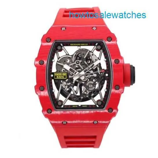 Montre-bracelet passionnante Montres-bracelets exclusives RM Watch RM35-02 Série pour hommes NTPT Montre mécanique automatique en fibre de carbone RM3502 Red Devil avec carte de sécurité