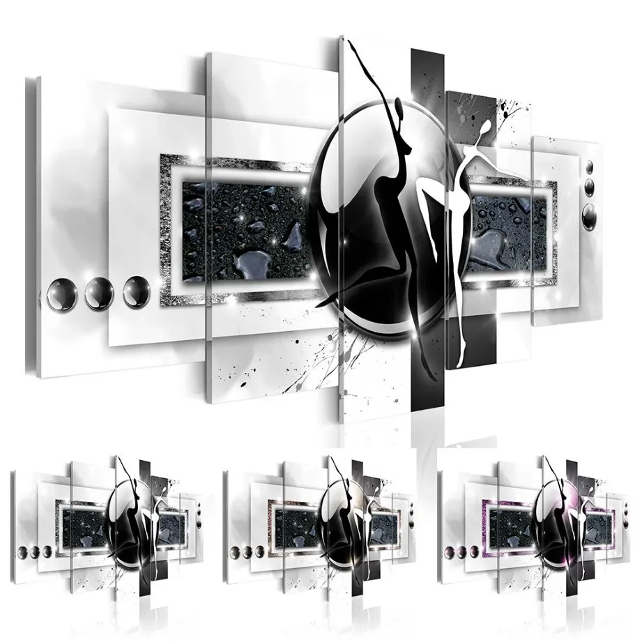 unframed5 Panel Canvas Art Abstract Black And White Dancer Oil Painting Room Decoration Wall Pictures For Living Room241P