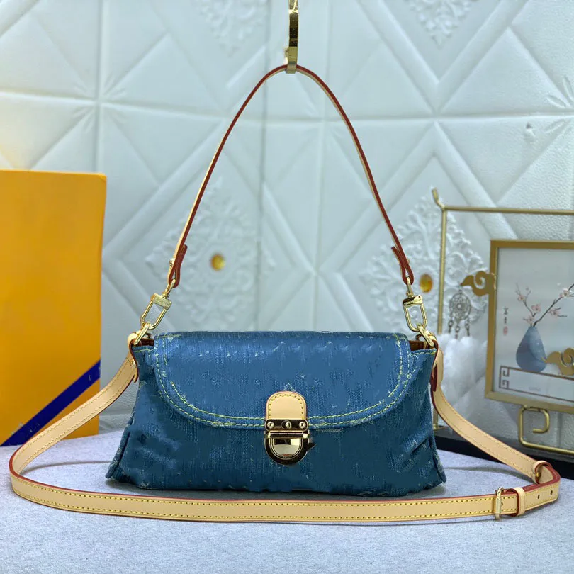 Luxury Designer Bag Retro Denim Bag Women'S Crossbody Bag Luxury Handbag Hobo Shoulder Bag Blue Denim Flower Crossbody Bag
