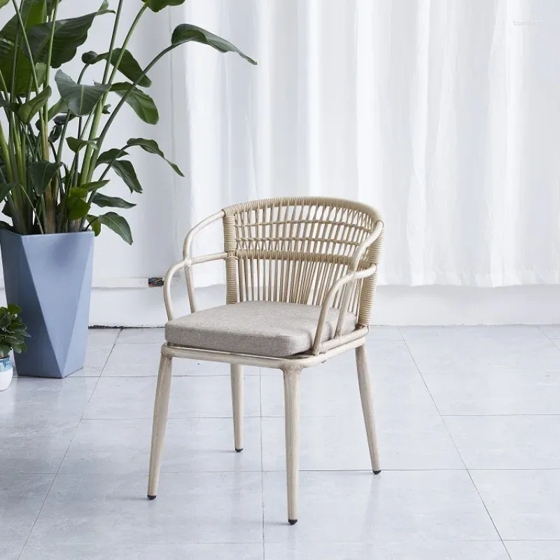 Conception de meubles de camp loisirs modernes, chaise d'extérieur étanche en osier avec corde, jardin en aluminium