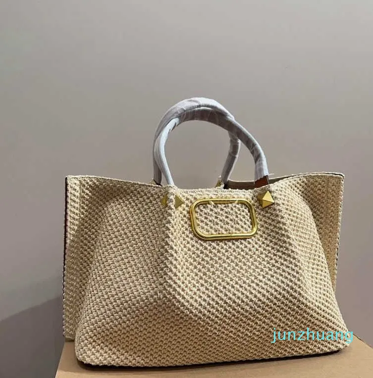 2024 borse da spiaggia borsa da donna firmata borse da viaggio estive Tote Borsa di paglia intrecciata di lusso Borsa a mano con custodia