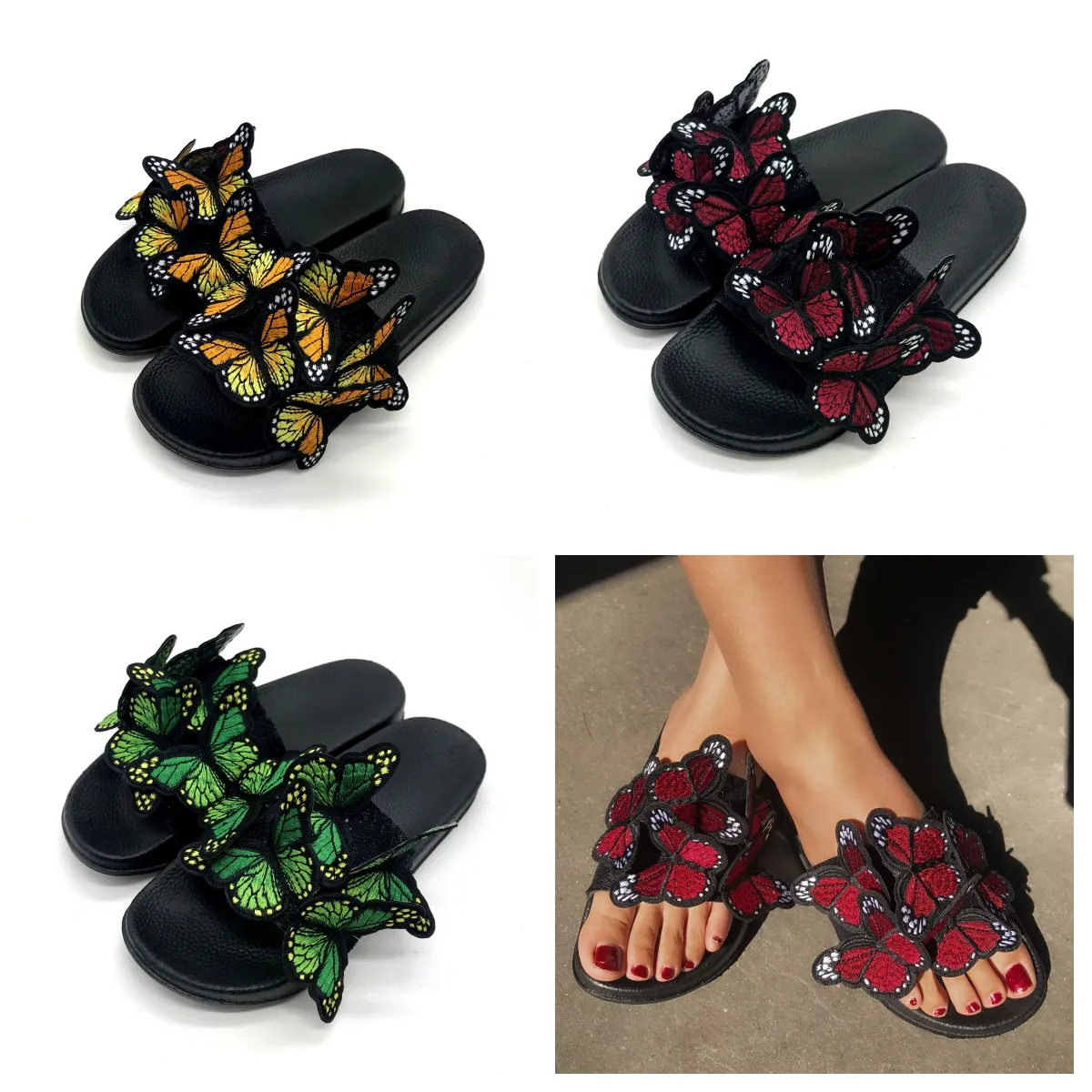 2024 Designer Slider Sandal Mens tofflor Black Beees Tigers glider Canva Green Summer Beache Slides Storlek 36-41 GAI