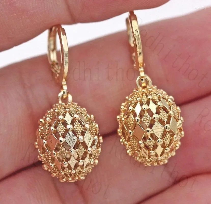 Pendientes colgantes, accesorios para mujer, colgante con incrustaciones Vintage, colgante de bola hueca con patrón de tallado de Metal creativo clásico