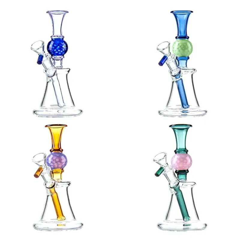 Bong in vetro da 6 pollici Narghilè Perc dritti a forma di palla Olio Dab Rigs Vetro inebriante 14mm Giunto femmina N Fori Tubi per acqua Perc con ciotola ZZ