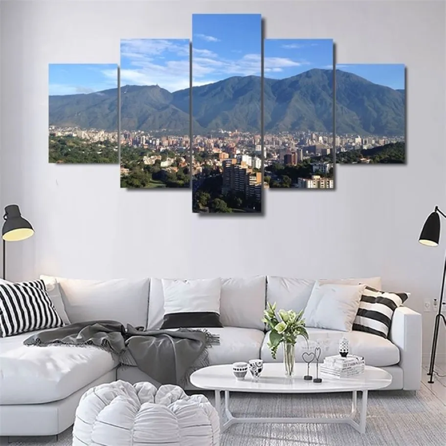 5 Piece Canvas Art Avila Caracas Mountain Canvas Print målning Väggkonst affisch Modern Hemdekoration vardagsrum Bilder 2103102727