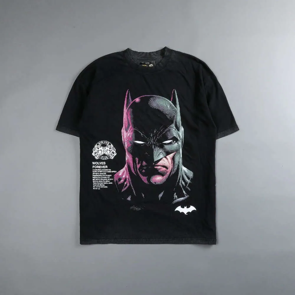 Darcspor Batman Printed T-shirt Wolf Headed American Men's Women's Sports Casual Loose and Breathable Trend