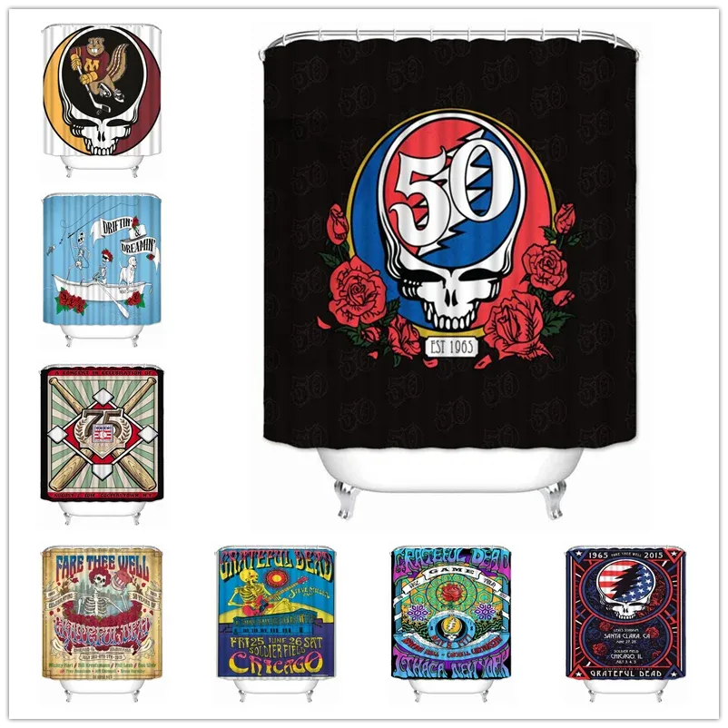 Gordijnen Musife Custom Grateful Dead Douchegordijn Waterdicht Polyester Badkamer Met Haken DIY Home Decor