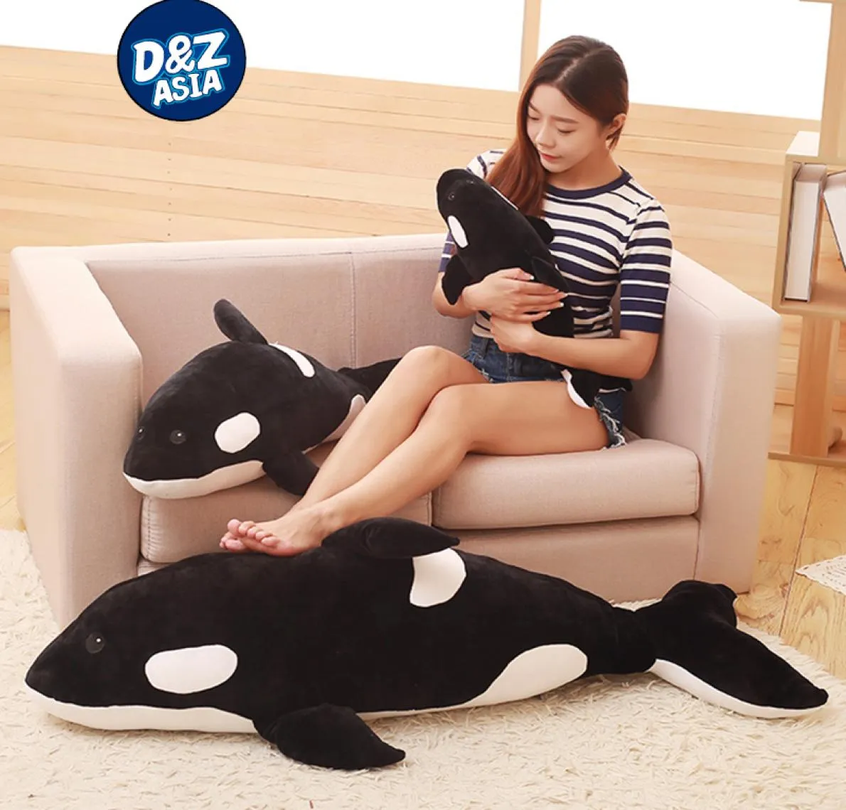 1 pz Killer whale Orcinus orca in bianco e nero peluche bambola squalo bambini ragazzi ragazze peluche giocattoli per bambini animali di peluche Y2006239381300