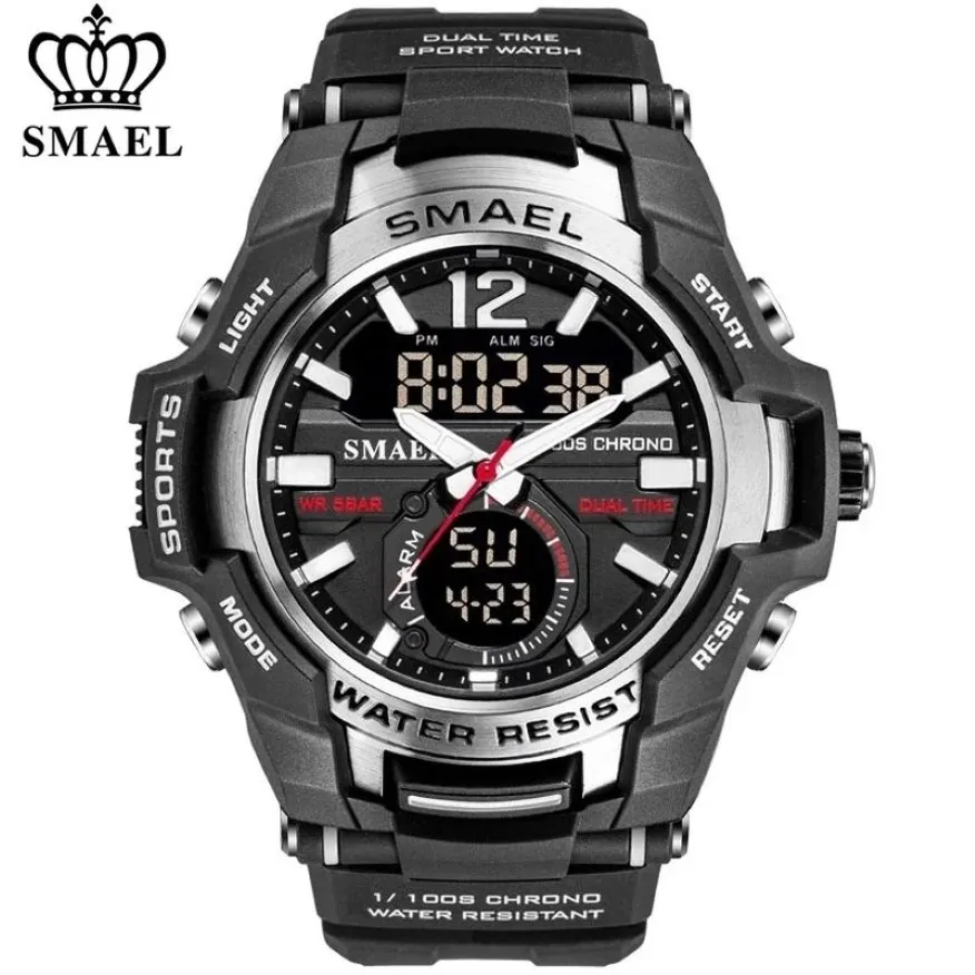 Smael Men Watches Fashion Sport Super Cool Quartz LED Digital Watch 50m vattentätt armbandsur Herrklocka Relogio Masculino 2176Z