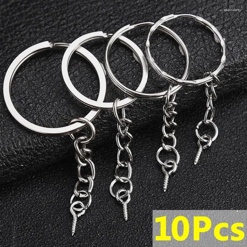 Chaveiros 10pcs 25/30mm Parafuso Olho Pin Chaveiro Anel com Parafusos Redondo Split Keyrings Keyfob para DIY Jóias Fazendo Acessórios