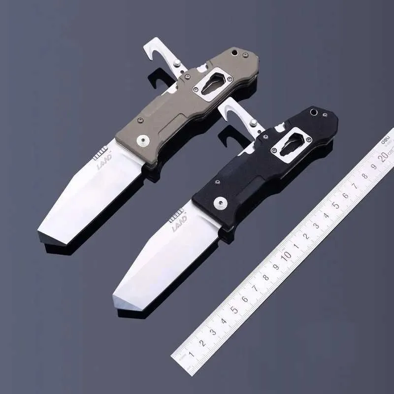 Camping Hunting Knives Land 9046 Pocket Folding Knife Outdoor Multifunktionella verktyg med Glass Breaking Element Key Belt Cutter For Travel Camping Toming 240315