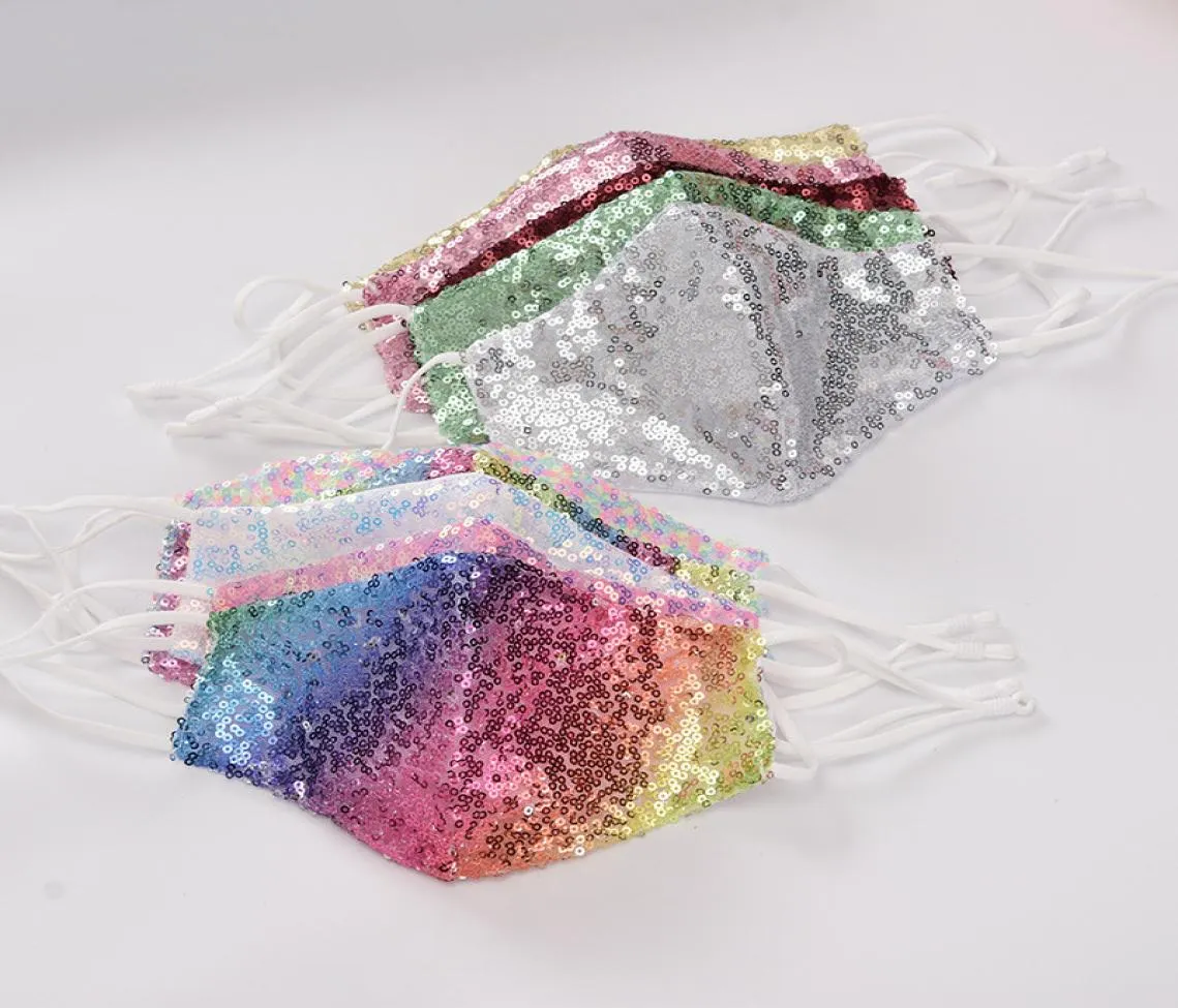 Máscara de lentejuelas Moda de verano para mujer Máscaras de tela transpirable Reutilizable A prueba de polvo Lavable Mascarillas para la boca para adultos 10 colores 8256297