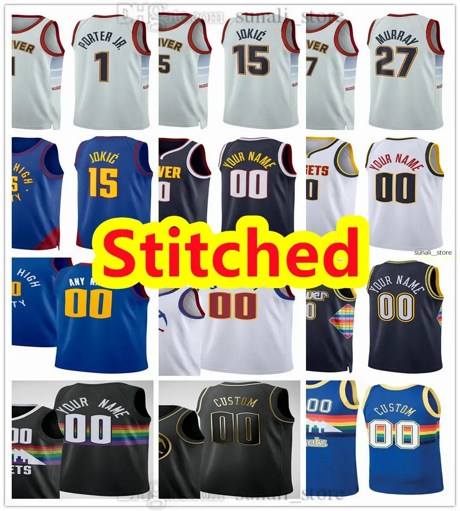 Custom Men Women Youth Denvers''Nugget''Basketball 15 Nikola Jersey Jokic Jamal 27 Murray Michael 1 Porter Jr. Aaron Gordon Bones Hyland Kentavious Caldwell-Pope Bruce