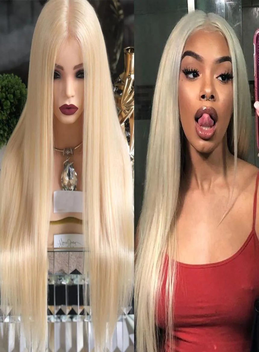 Perruques de cheveux humains frontales en dentelle 360 pré-cueillies avec des cheveux de bébé 613 Blonde sans colle pleine dentelle perruques vierge naturelle Hairline3851263