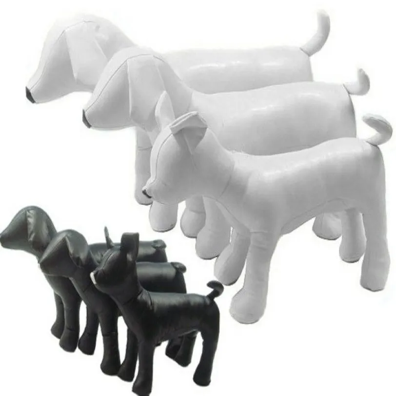 Söt ny PVC -läderhund torsos hundmodeller hund mannedocka läder mannequin svart vit stående position modeller hundar husdjur leksak 1set300i