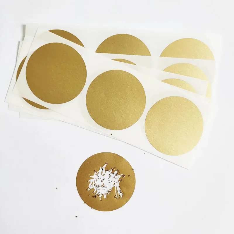1000st 1,5 tum 38 mm rund guldhäftande skrapa av klistermärke DIY manuell etikettband handgjorda skrapning stripe kortfilm 240229