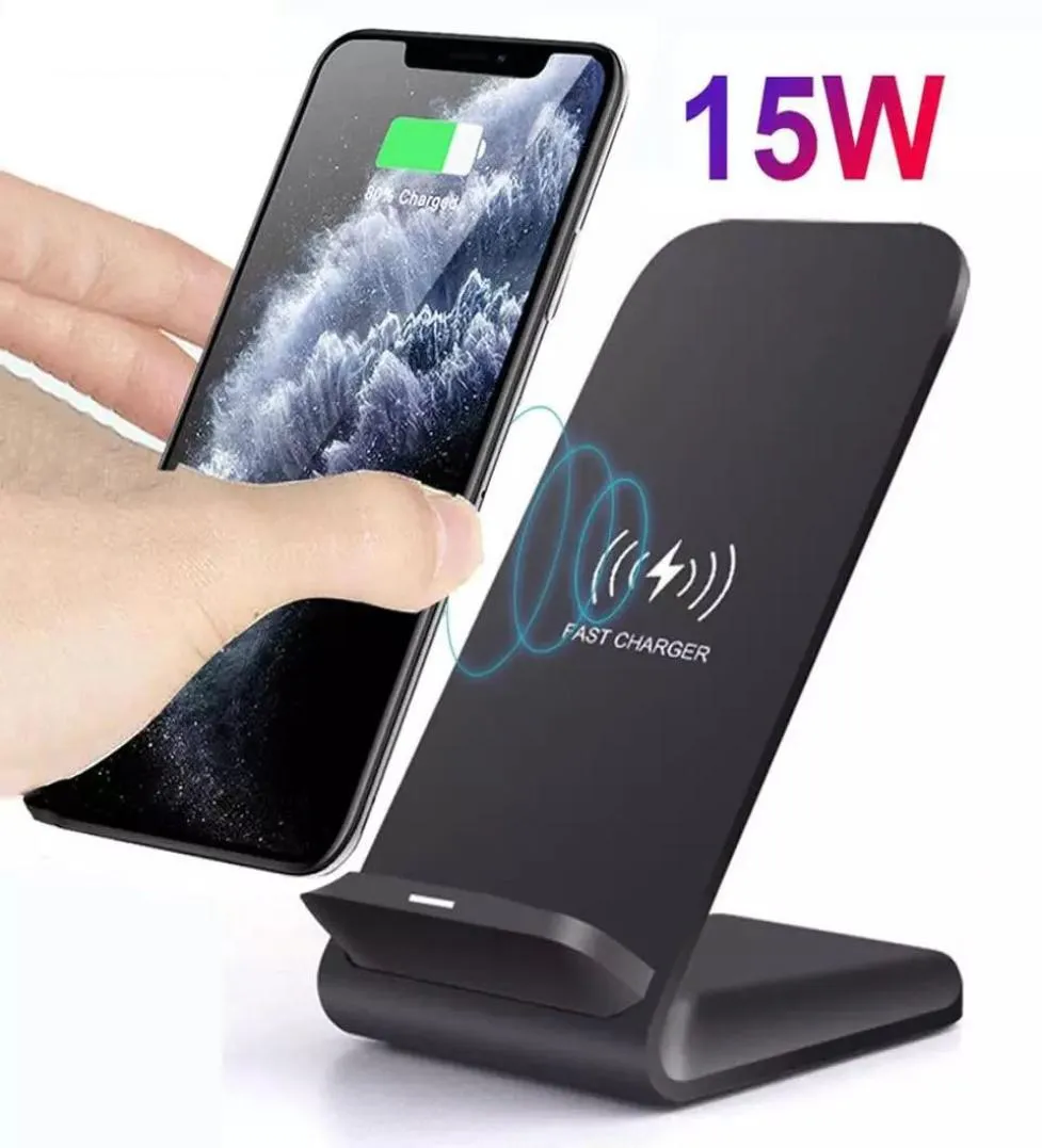 Supporto per caricabatterie wireless rapido Qi 10w 15W per iPhone SE2 X XS MAX XR 11 Pro 8 Samsung S20 S10 Dock di ricarica veloce Station7110172