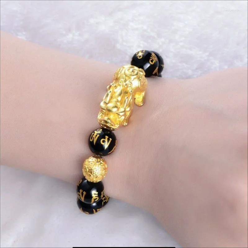 Bracelets de charme ZG Fengshui Pixiu Bracelet Naturel Obsidienne Pierre Perles Pour Femmes Hommes Richesse Bonne Chance Bouddha Unisexe Bracelet Bijoux