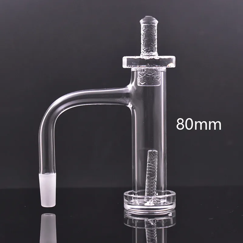 Tour de contrôle de grande taille Quartz Banger Nail 80 mm de haut et fond long Blender Dab Nail 10 mm 14 mm 18 mm Pleine soudure Bord biseauté Banger Nail avec pilule de capuchon de carburateur gravé