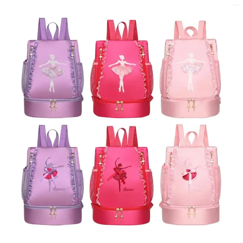 Sacs d'école Sac de ballet Rangement décontracté avec sac à dos en dentelle Sac à dos mignon pour enfants pour la danse Gymnastique Sport Fitness Voyage